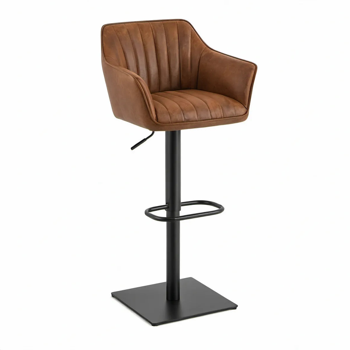 Højdejusterbar barstol med armlæn, 59 x 58 x 91-112 cm, brun/sort