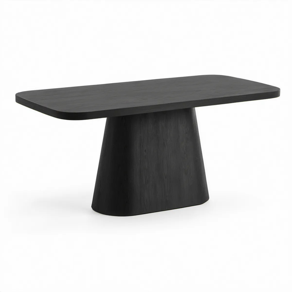 Rektangulært spisebord i sort MDF med egefiner, 180 x 90 x 75 cm