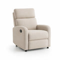 Manuel reclinerlænestol i beige polyester med fodstøtte, 90 x 94 x 104 cm