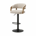 Justerbar barstol med armlæn, beige, valnøddefarvet og sort, 52 x 54 x 89-110 cm