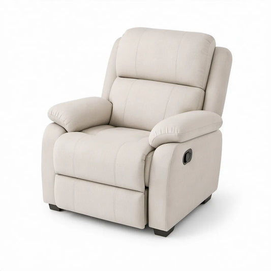 Manuel hvilestol med vippefunktion i beige polyester, 90 x 94 x 102 cm