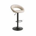 Justerbar barstol med ryglæn i beige og sort PU, 48 x 50 x 85-106 cm