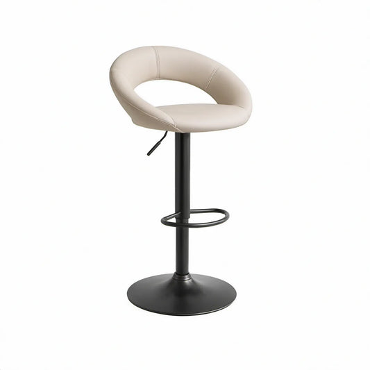 Justerbar barstol med ryglæn i beige og sort PU, 48 x 50 x 85-106 cm