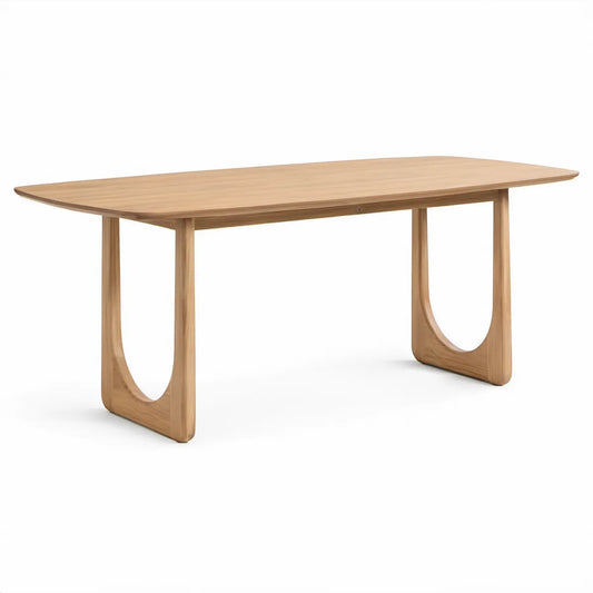 Rektangulært spisebord 180 x 90 x 75 cm i naturfarvet eg med afrundede hjørner